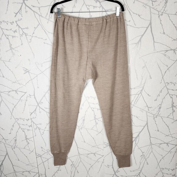 Snowflakes Beige 100% Wool  Knit Baselayer Longjohns - Picture 3 of 6